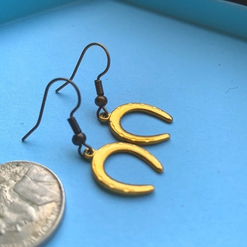 Horseshoe Gold Tone Earrings
